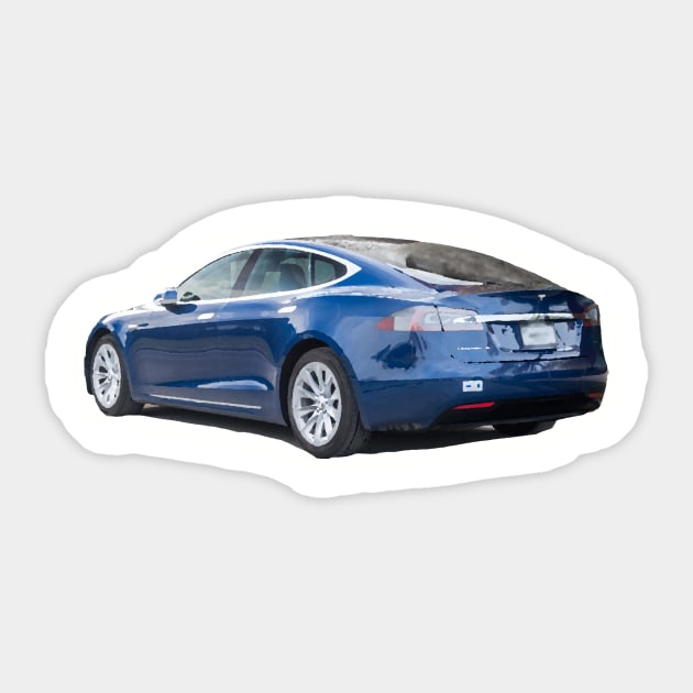 Tesla Model S Oil Painting Sticker by LazarIndustries